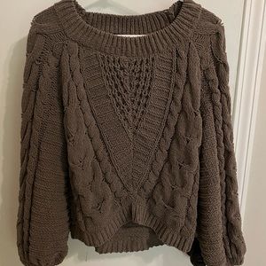 Express cable knit sweater. Off shoulder or crew neck.